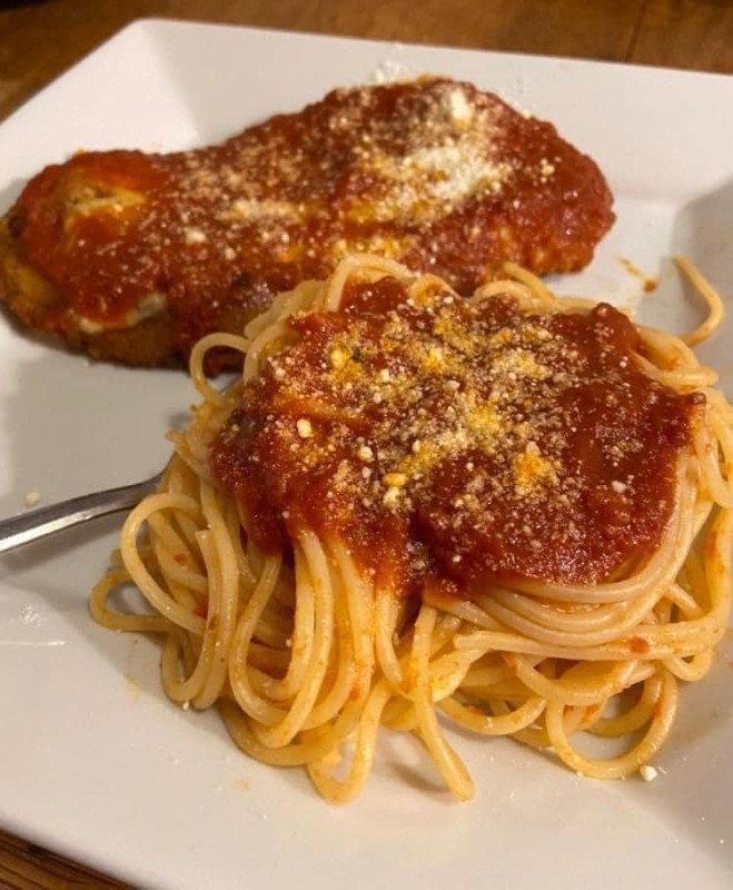 PASTA WITH CHICKEN PARMIGIANA