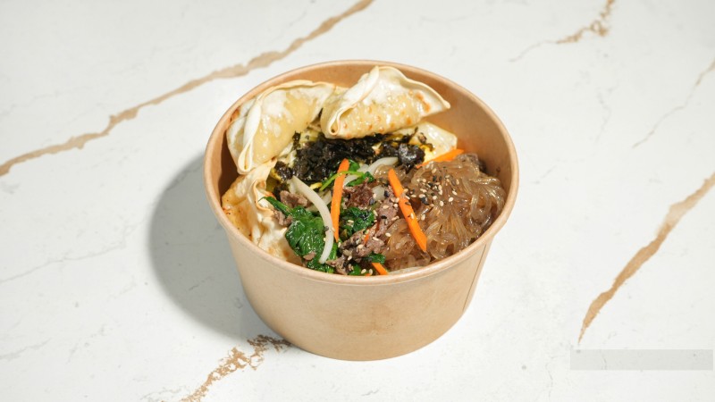 Korean Japchae (Glass Noodle) Cupbap with Veggie and Bulgogi