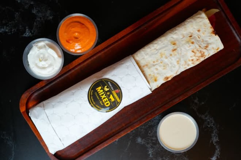 Mixed Beef & Chicken Shawarma Saj Sandwich